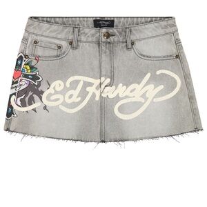Grey Cross Ed Hardy denim skirt